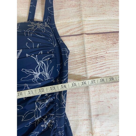 NipTuck Swim Women's One Piece Navy Blue Silver Floral Swim Suit - 12 - Picture 9 of 14